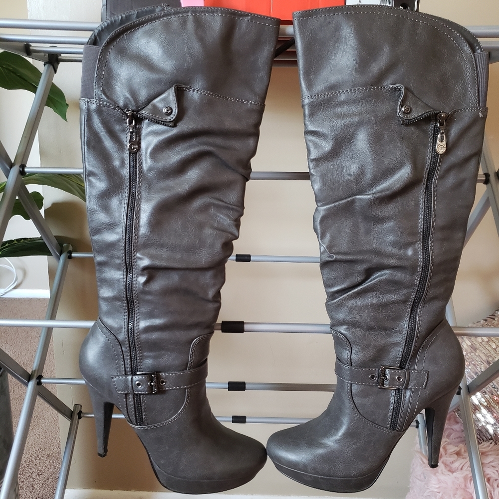 Guess gray knee boots